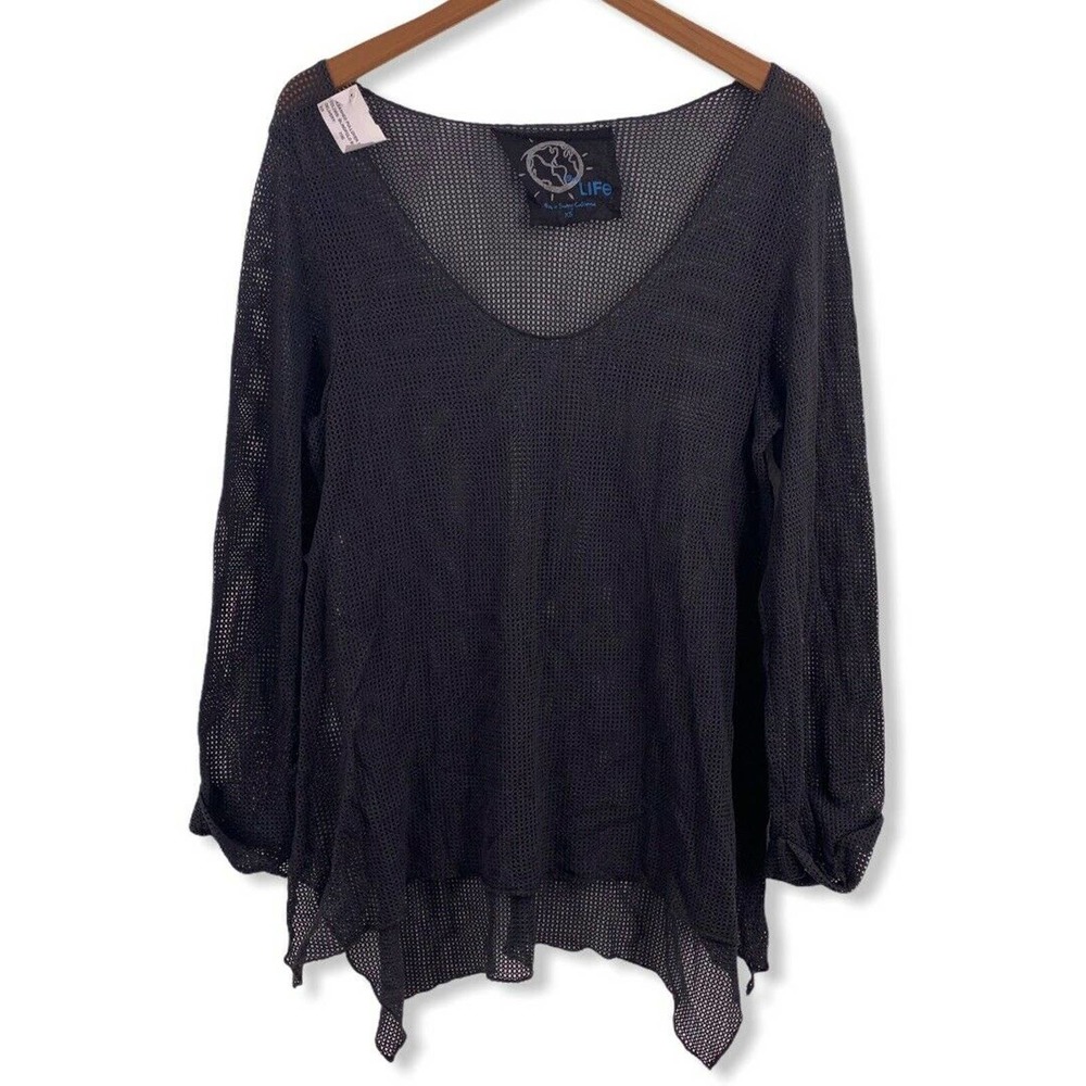 Blue Life Black Mesh‎ Long Sleeve New